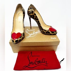 Christian Louboutin Doracora Patent Leopard Print Heels 100mm US 9 EU 39
